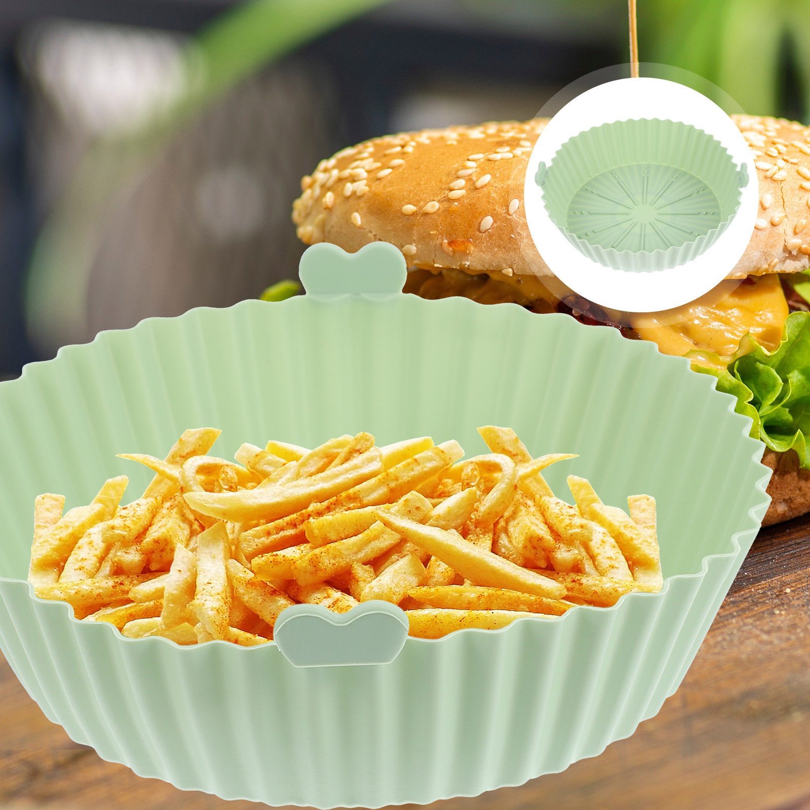 Air Fryer Silicone Pot Liner - Heißluftfritteusen-Matte, Haushalts-Silikon-Einlage, Antihaftbeschichtet, Verschleißfest, Wiederverwendbar, Hitzebeständig,
