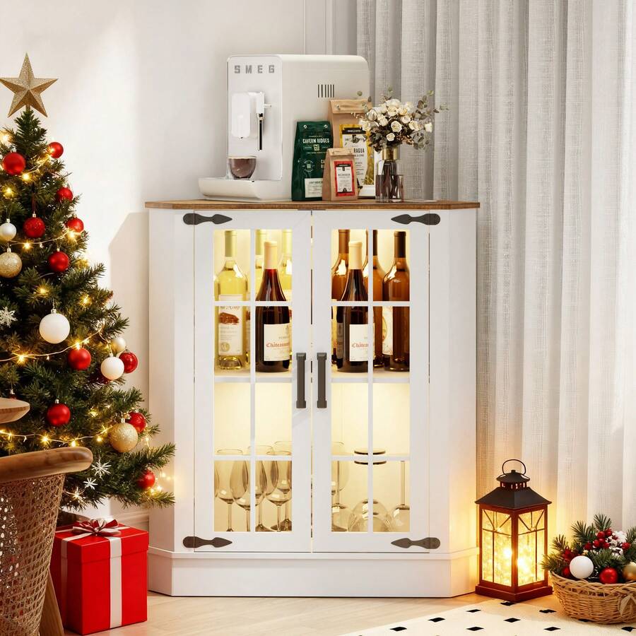 Laundry - Bauernhaus-Schrank mit LED-Beleuchtung, kleiner Badezimmerschrank mit